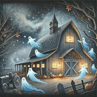 Halloween Log Cabin - 11CT Stamped Cross Stitch 50*50CM