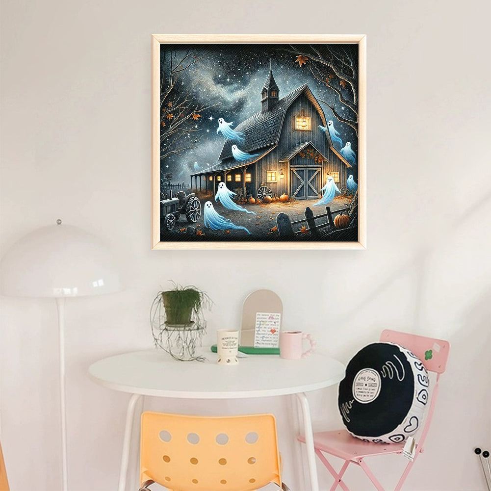 Halloween Log Cabin - 11CT Stamped Cross Stitch 50*50CM