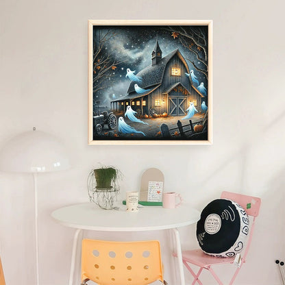 Halloween Log Cabin - 11CT Stamped Cross Stitch 50*50CM