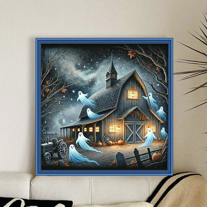 Halloween Log Cabin - 11CT Stamped Cross Stitch 50*50CM
