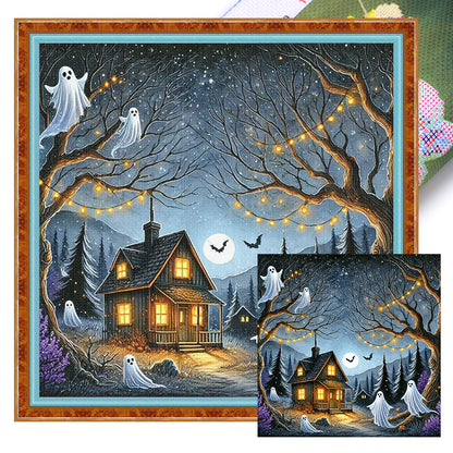 Halloween Ghost Cabin - 11CT Stamped Cross Stitch 50*50CM