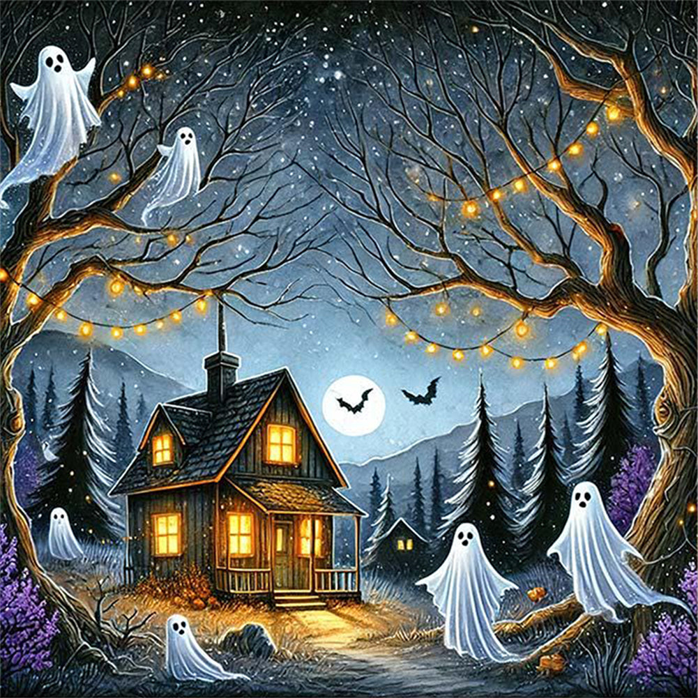 Halloween Ghost Cabin - 11CT Stamped Cross Stitch 50*50CM