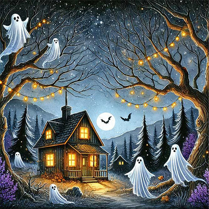Halloween Ghost Cabin - 11CT Stamped Cross Stitch 50*50CM