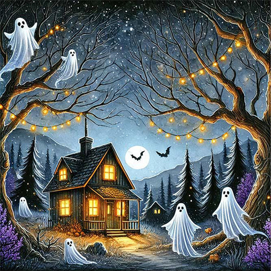 Halloween Ghost Cabin - 11CT Stamped Cross Stitch 50*50CM
