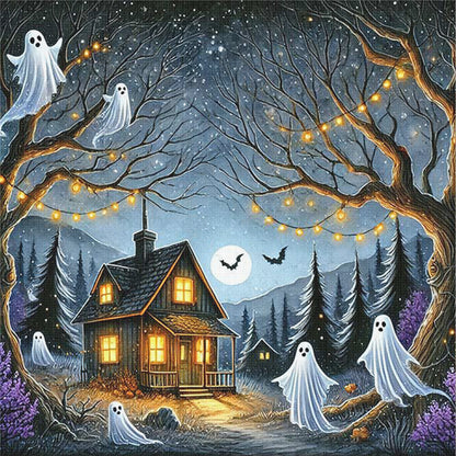 Halloween Ghost Cabin - 11CT Stamped Cross Stitch 50*50CM