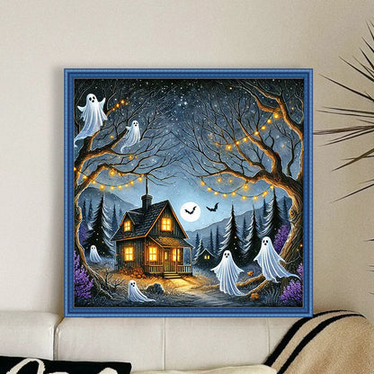 Halloween Ghost Cabin - 11CT Stamped Cross Stitch 50*50CM