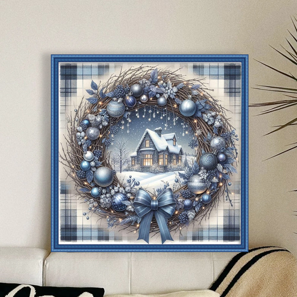 Christmas Wreath Scenery - 11CT Counted Cross Stitch 40*40CM