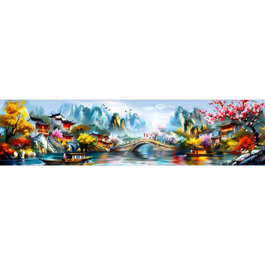 Jiangnan Ancient Charms Reminiscent Of Jiangnan - 11CT Stamped Cross Stitch 176*49CM(Mona Lisa Brand)