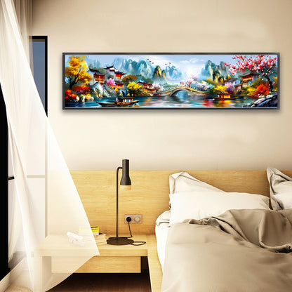 Jiangnan Ancient Charms Reminiscent Of Jiangnan - 11CT Stamped Cross Stitch 176*49CM(Mona Lisa Brand)