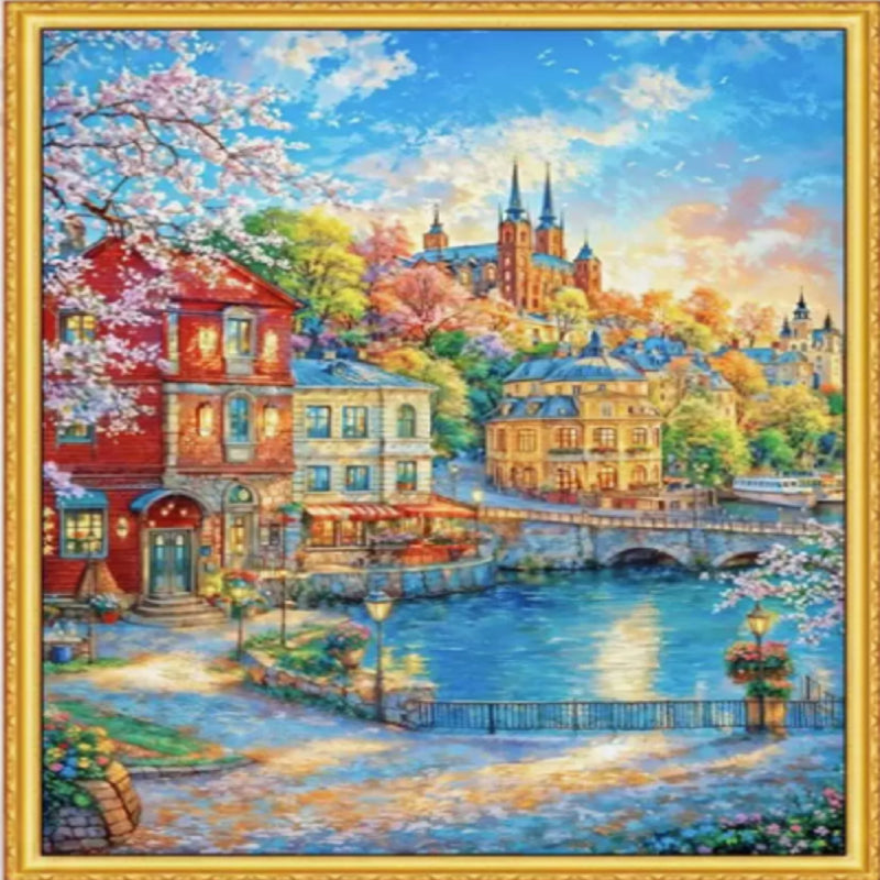 Nordic Town - 9CT Stamped Cross Stitch 75*95CM(Mona Lisa Brand)