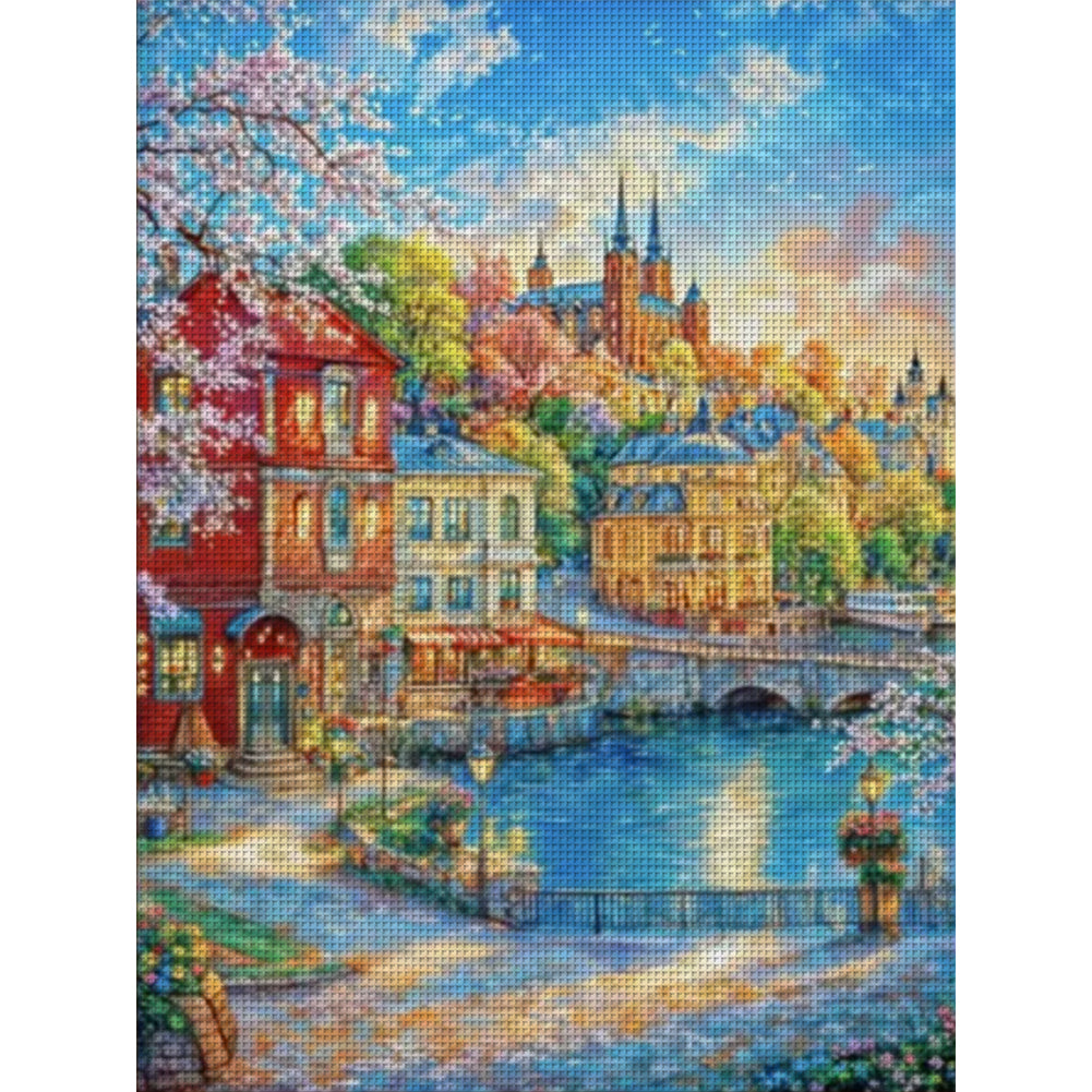 Nordic Town - 9CT Stamped Cross Stitch 75*95CM(Mona Lisa Brand)