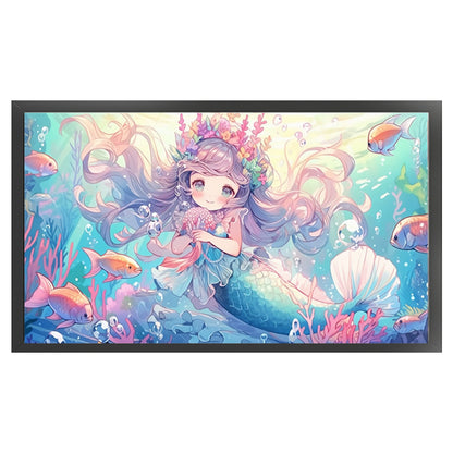 Mermaid And Cute Girl - 9CT Stamped Cross Stitch 90*50CM(Mona Lisa Brand)