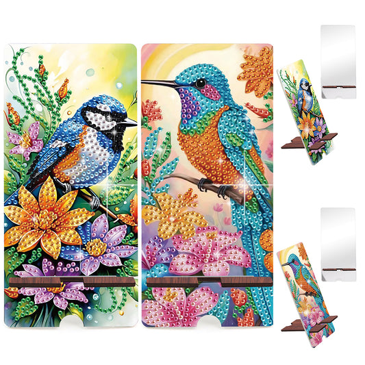 2-Pack Acrylic Diamond Art Phone Stand And Mirror Diamond Art Kits Phone Holder