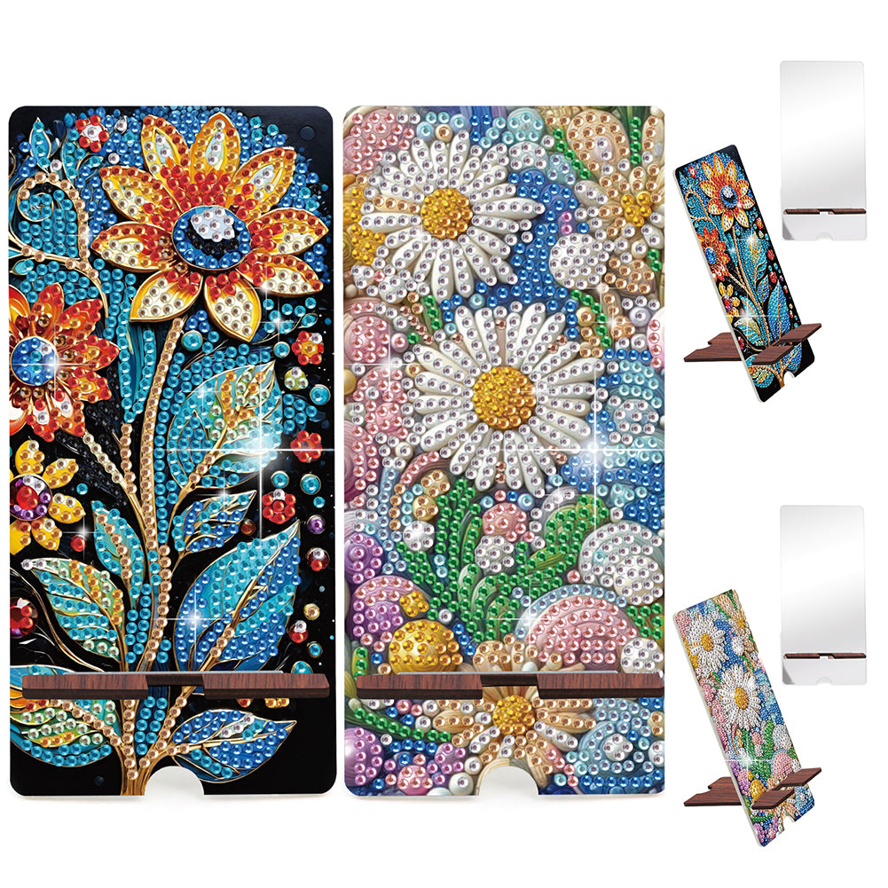 2-Pack Acrylic Diamond Art Phone Stand And Mirror Diamond Art Kits Phone Holder