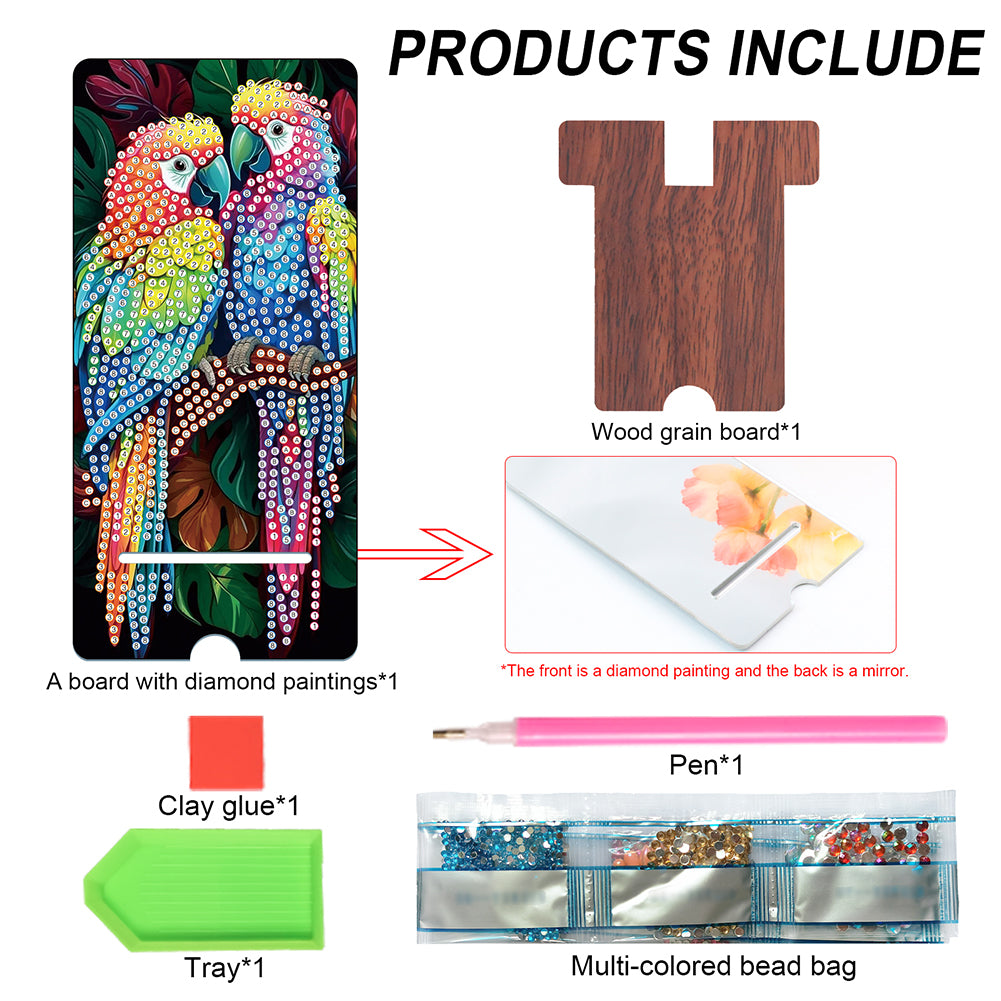2-Pack Acrylic Diamond Art Phone Stand And Mirror Diamond Art Kits Phone Holder