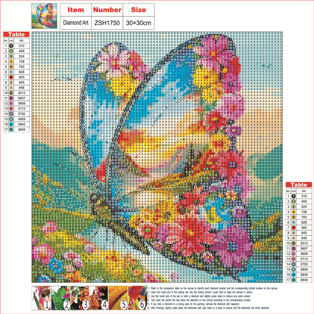 Butterfly Landscape - Full Round Drill Diamond Painting 30*30CM