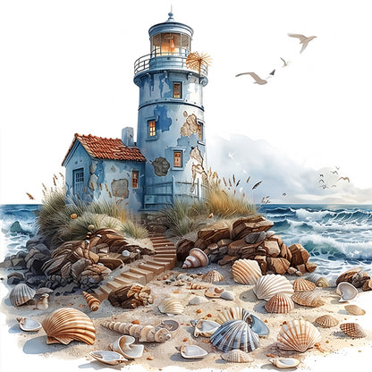 Lighthouse Landscape - Full Round Drill Diamond Painting 30*30CM
