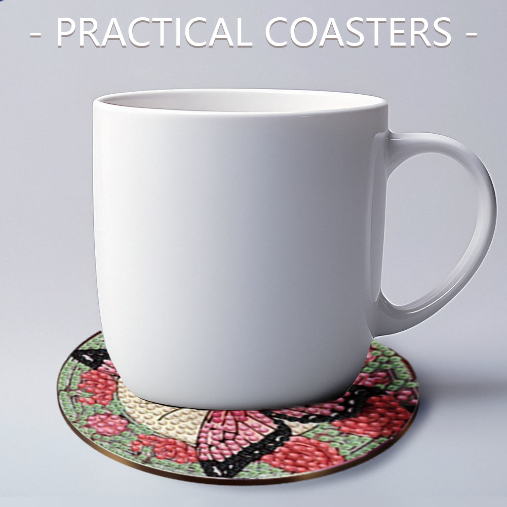 8pcs DIY Diamond Painting Coasters Kits Wooden Diamond Coaster Craft with Holder