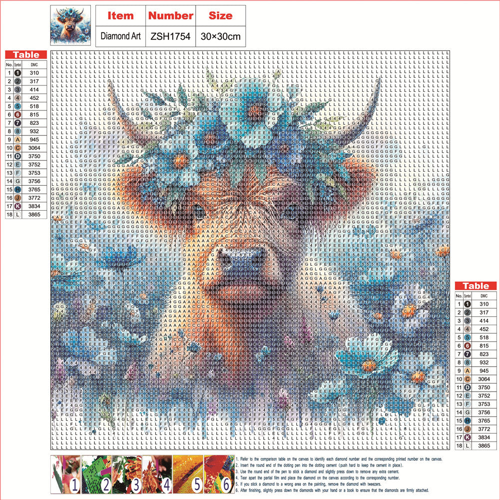 Flower Yak - Full Round Drill Diamond Painting 30*30CM