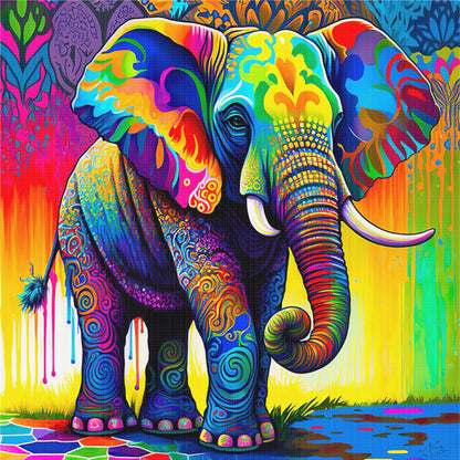 Colorful Elephant - 11CT Stamped Cross Stitch 50*50CM
