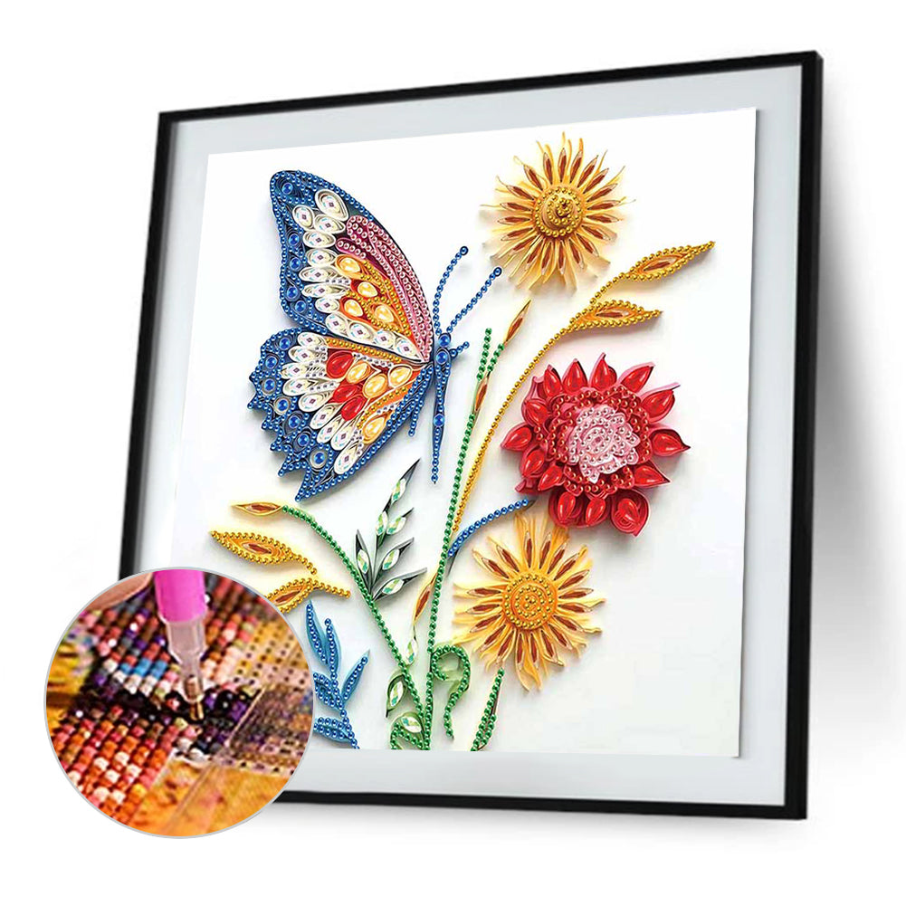 Paper Quilling Butterfly - Special Shaped Drill Diamond Painting 30*30CM