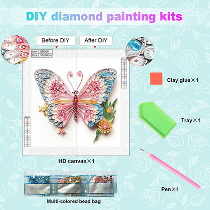 Paper Quilling Butterfly - Special Shaped Drill Diamond Painting 30*30CM