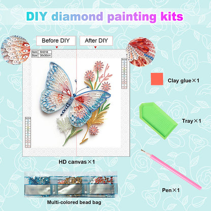 Paper Quilling Butterfly - Special Shaped Drill Diamond Painting 30*30CM