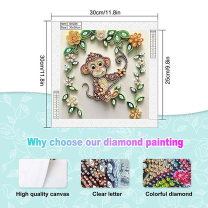 Paper Quilling Monkey - Special Shaped Drill Diamond Painting 30*30CM