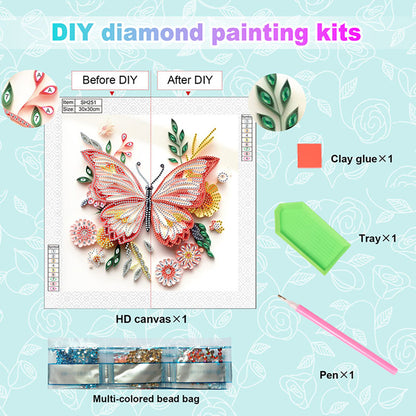 Paper Quilling Butterfly - Special Shaped Drill Diamond Painting 30*30CM