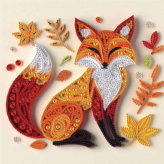Paper Quilling Fox - Special Shaped Drill Diamond Painting 30*30CM