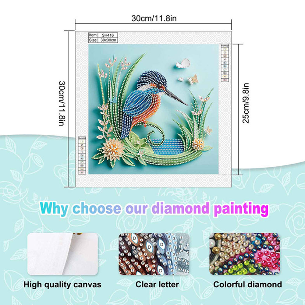 Paper Quilling Bluebird - Special Shaped Drill Diamond Painting 30*30CM