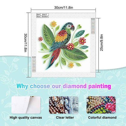Paper Quilling Parrot - Special Shaped Drill Diamond Painting 30*30CM