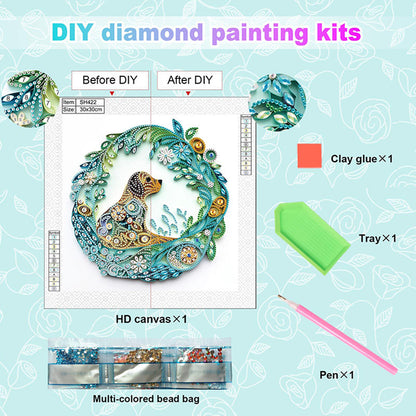 Paper Quilling Puppy - Special Shaped Drill Diamond Painting 30*30CM