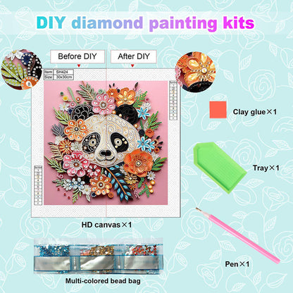 Paper Quilling Panda - Special Shaped Drill Diamond Painting 30*30CM