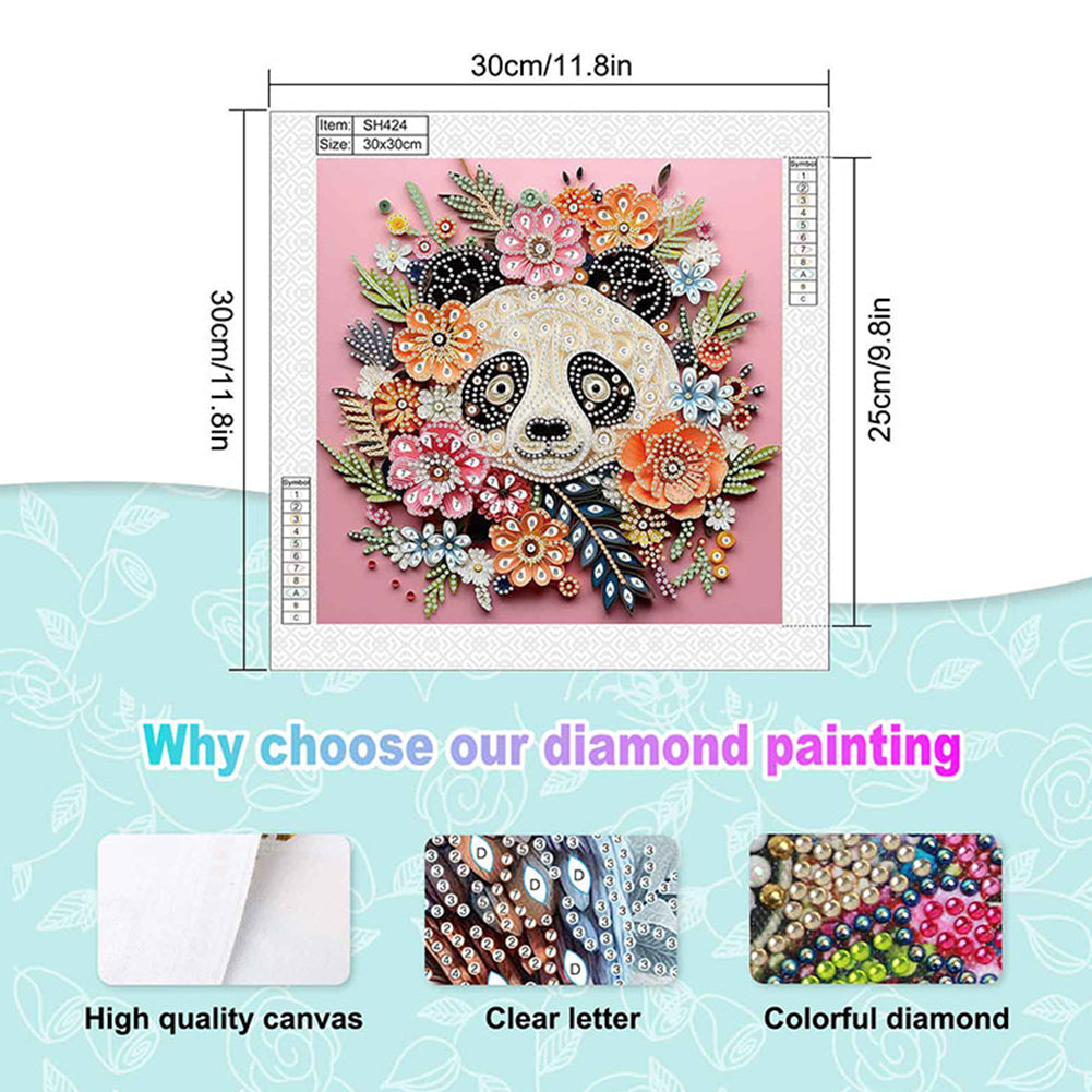 Paper Quilling Panda - Special Shaped Drill Diamond Painting 30*30CM