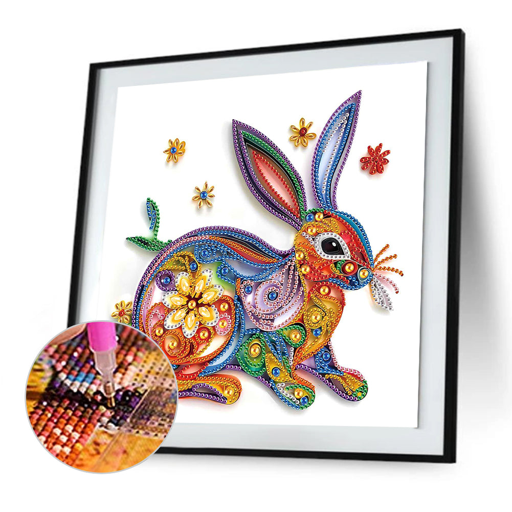 Paper Quilling Rabbit - Special Shaped Drill Diamond Painting 30*30CM