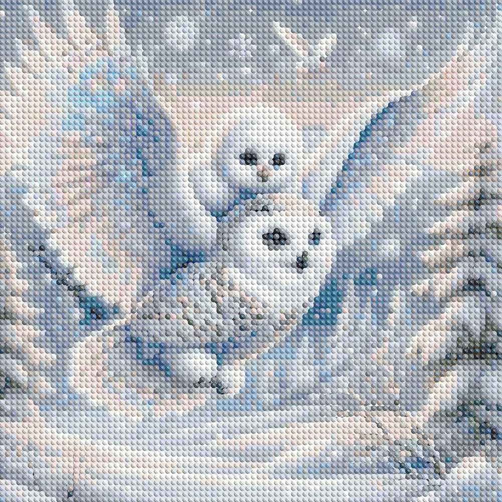 White-Headed Owl - Full Round Drill Diamond Painting 30*30CM