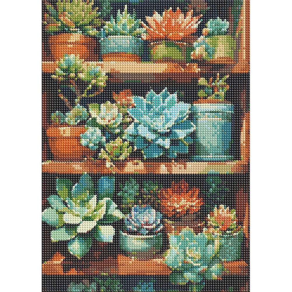 Succulents - Full Round Drill Diamond Painting 30*40CM