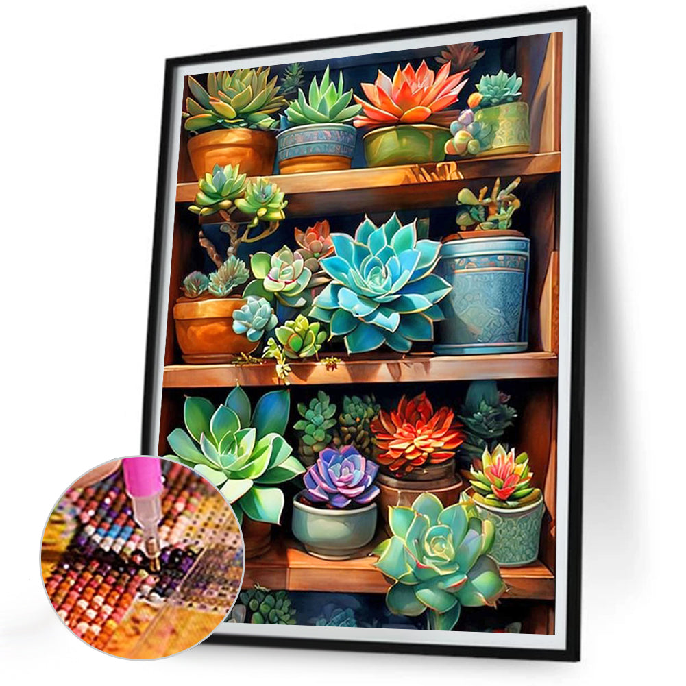 Succulents - Full Round Drill Diamond Painting 30*40CM