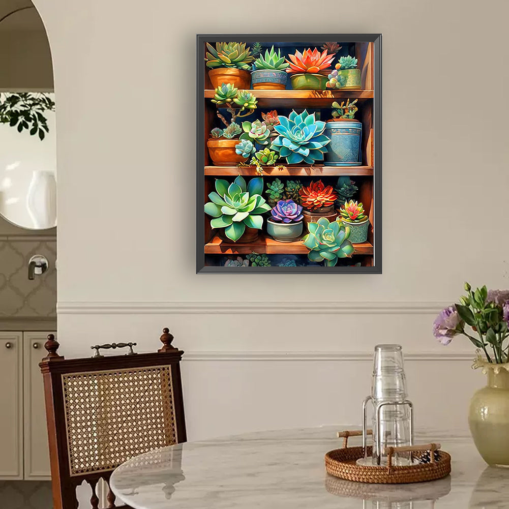 Succulents - Full Round Drill Diamond Painting 30*40CM