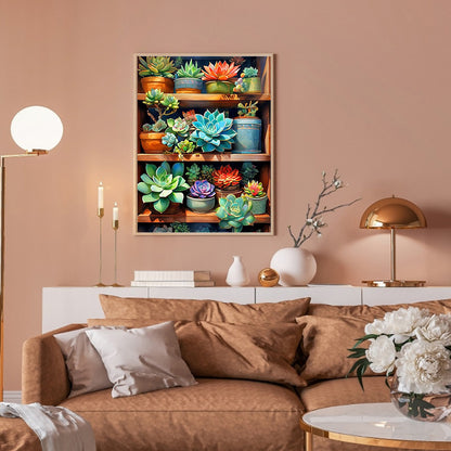 Succulents - Full Round Drill Diamond Painting 30*40CM