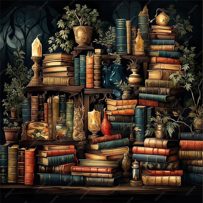 Pile Of Magic Books - 11CT Stamped Cross Stitch 50*50CM