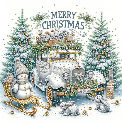 Christmas Car - Special Shaped Drill Diamond Painting 30*30CM