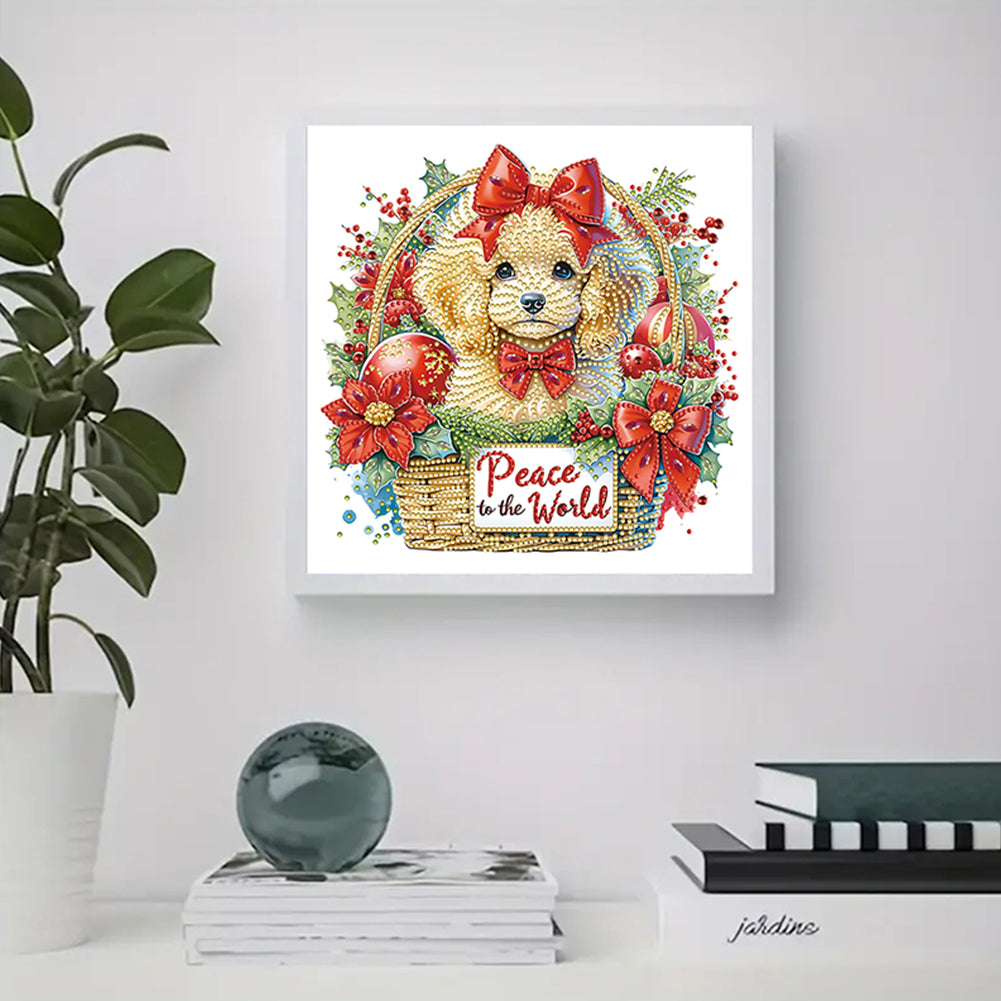 Christmas Teddy Dog - Special Shaped Drill Diamond Painting 30*30CM