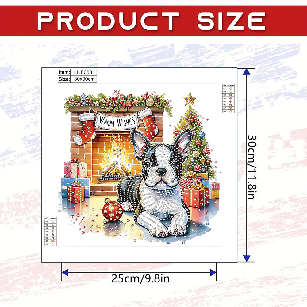 Christmas French Bulldog - Special Shaped Drill Diamond Painting 30*30CM