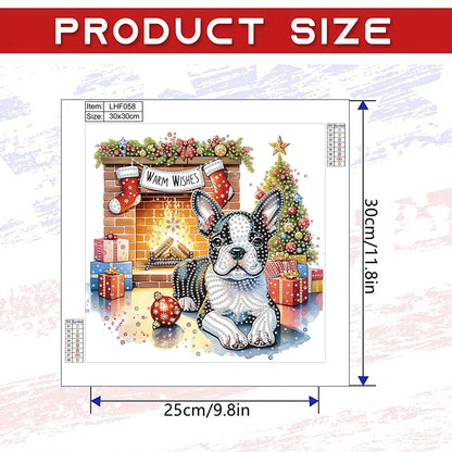Christmas French Bulldog - Special Shaped Drill Diamond Painting 30*30CM