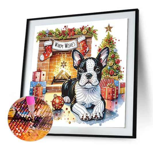 Christmas French Bulldog - Special Shaped Drill Diamond Painting 30*30CM