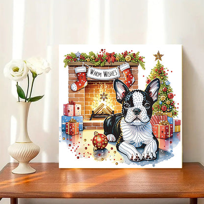 Christmas French Bulldog - Special Shaped Drill Diamond Painting 30*30CM