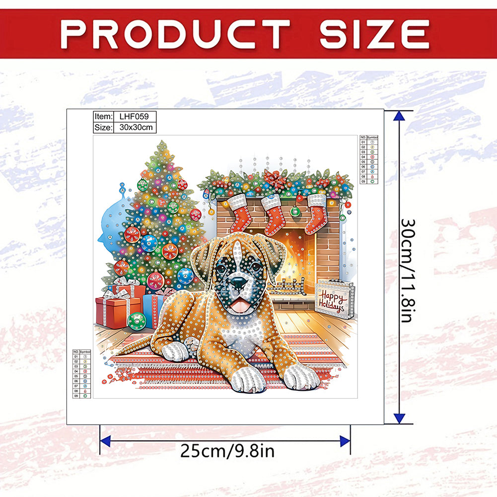 Christmas German Shepherd - Special Shaped Drill Diamond Painting 30*30CM