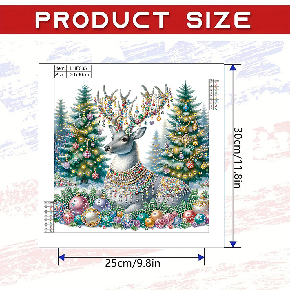 Christmas Elk - Special Shaped Drill Diamond Painting 30*30CM